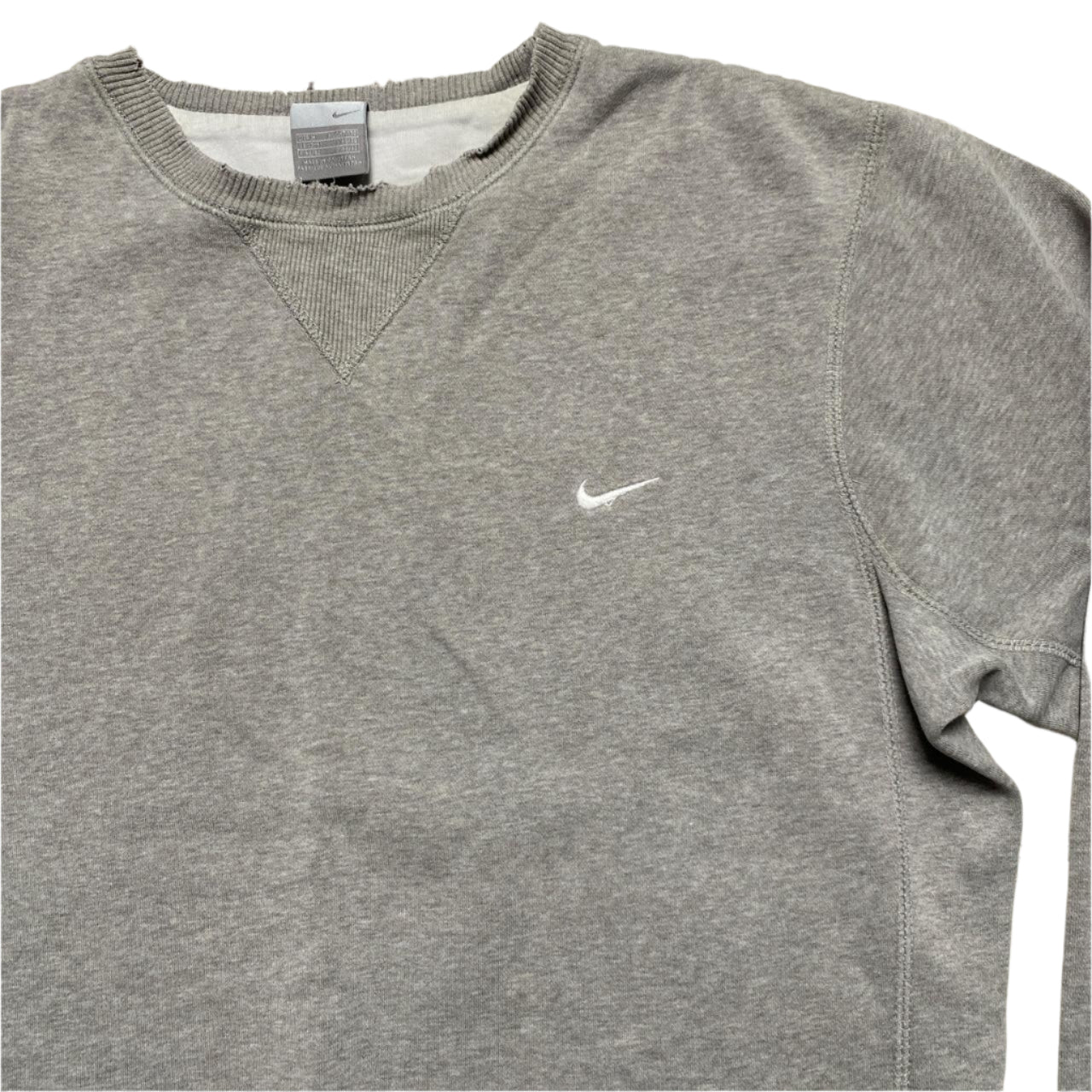 Nike Grey and White Swoosh Vintage Jumper (M)
