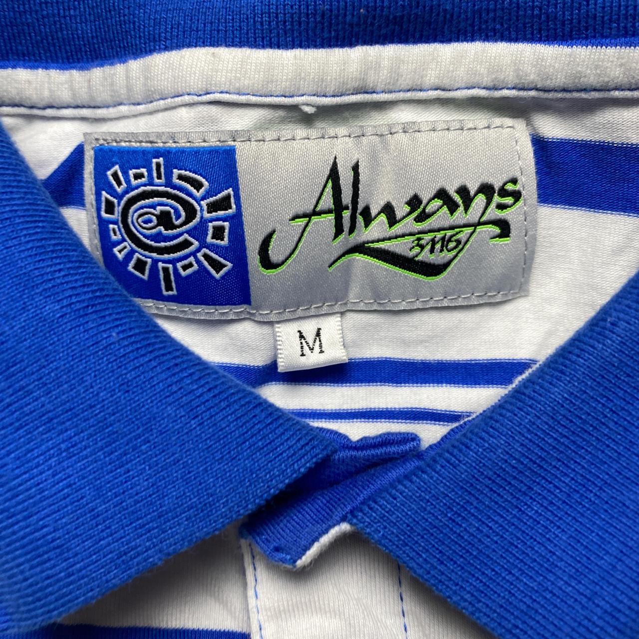 Always Do What You Should Do Lake Elsinore Blue and White Striped Polo Shirt (M)