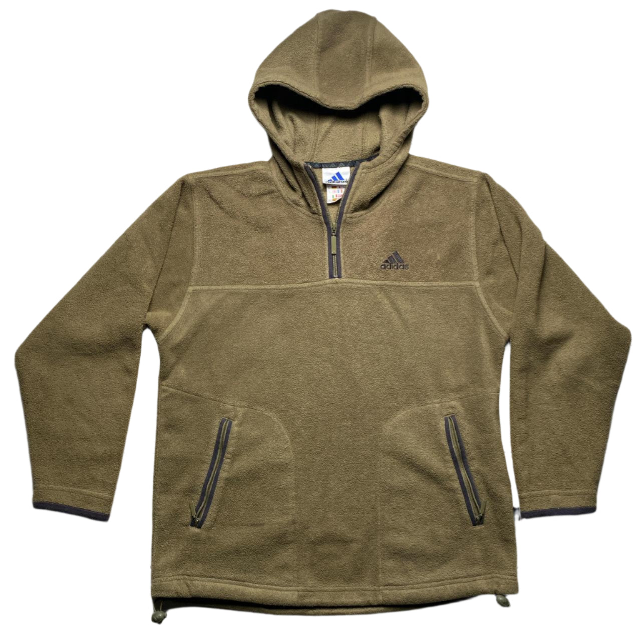 Adidas Olive Khaki Green Quarter Zip Fleece Hoodie (L)