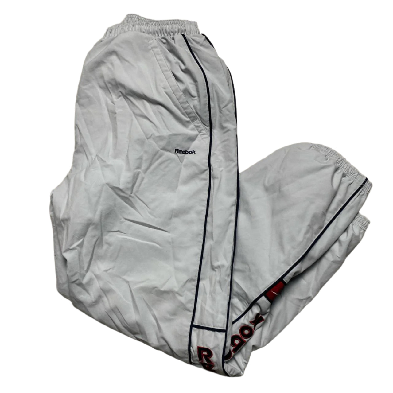 Reebok Light Grey White Shell Trackpant Baggy Bottoms (L)