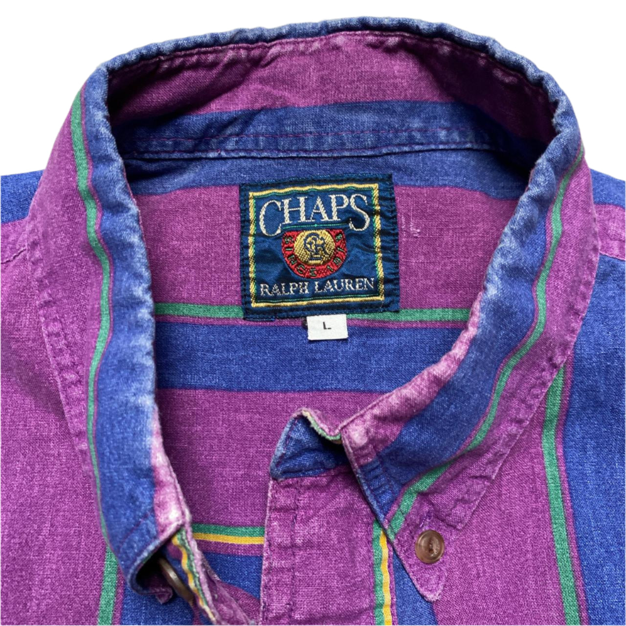 Chaps Vintage 90’s Purple and Blue Striped Shirt (L)