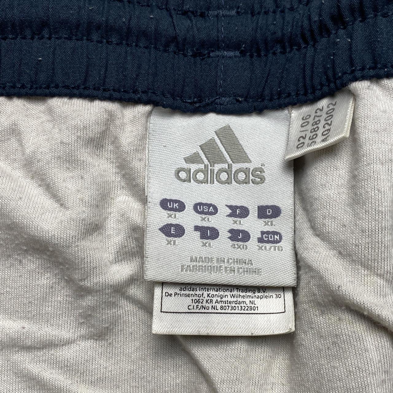 Adidas Navy and White Stripe Shell Shorts (XL)