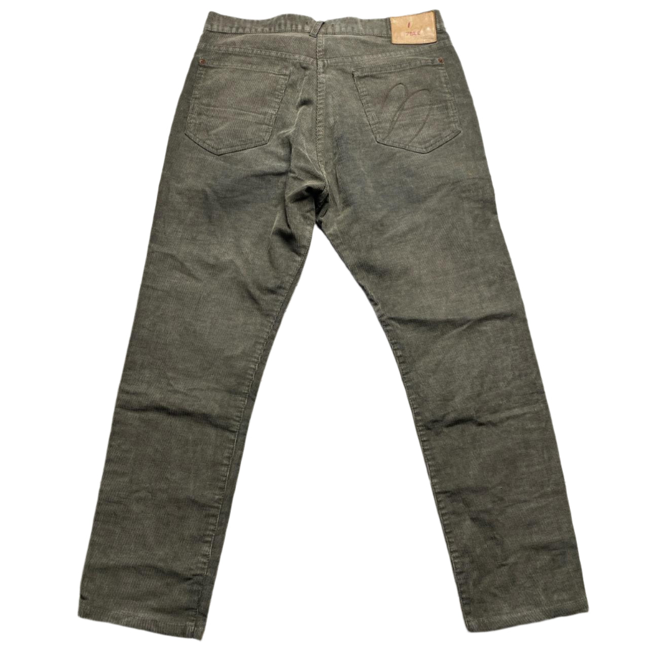 Paul Smith Red Ear Corduroy Baggy Khaki Olive Green Jeans (34W)