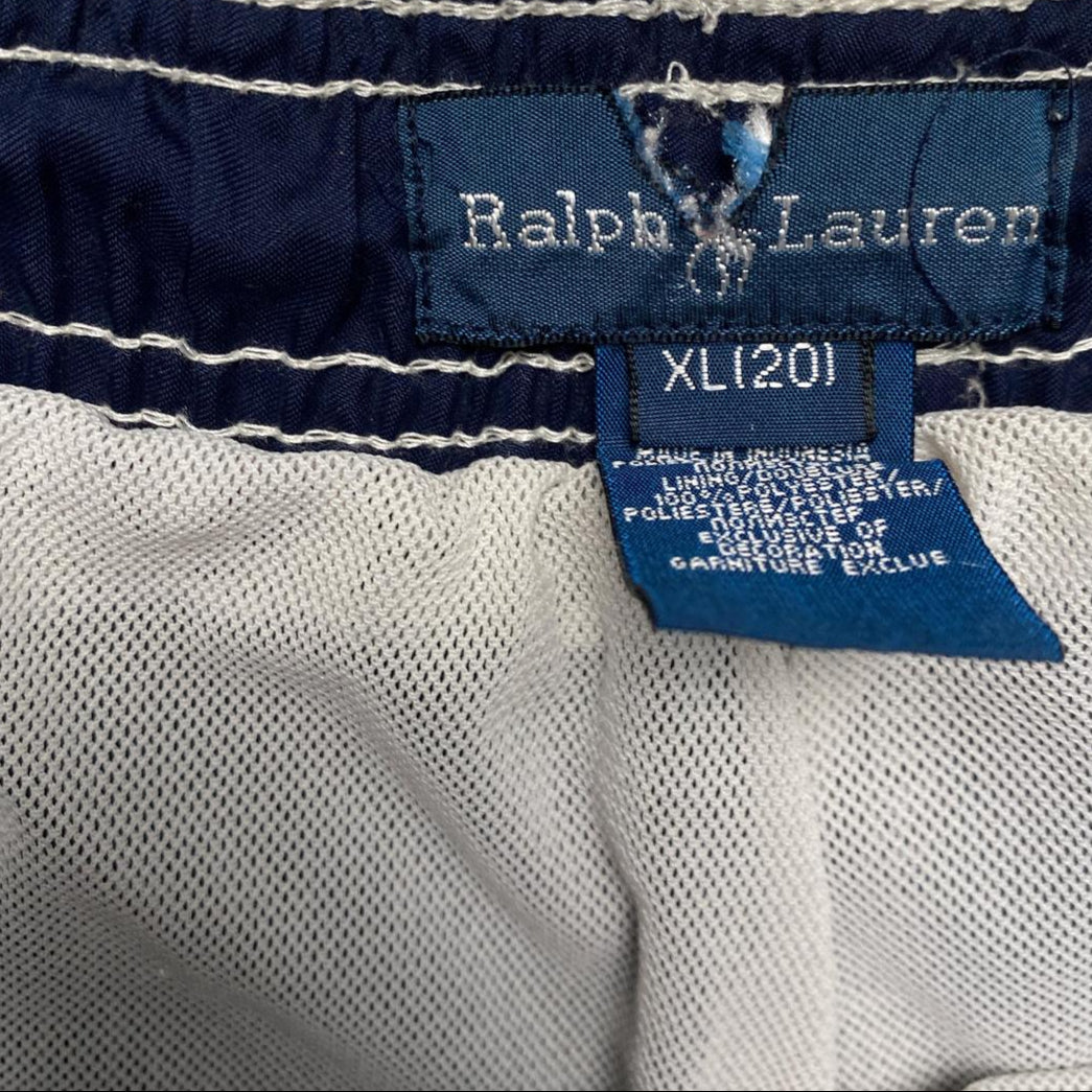 Ralph Lauren Polo Navy and Red Contrast White Stitch Swim Shorts (S)