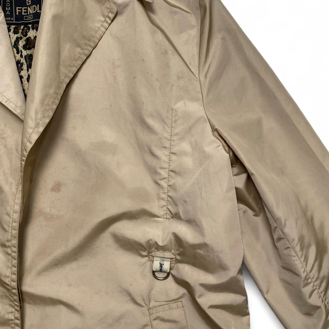 Fendi Roma Womens Leopard Interior Vintage 90’s Cream Beige Lightweight Trench Coat (L)