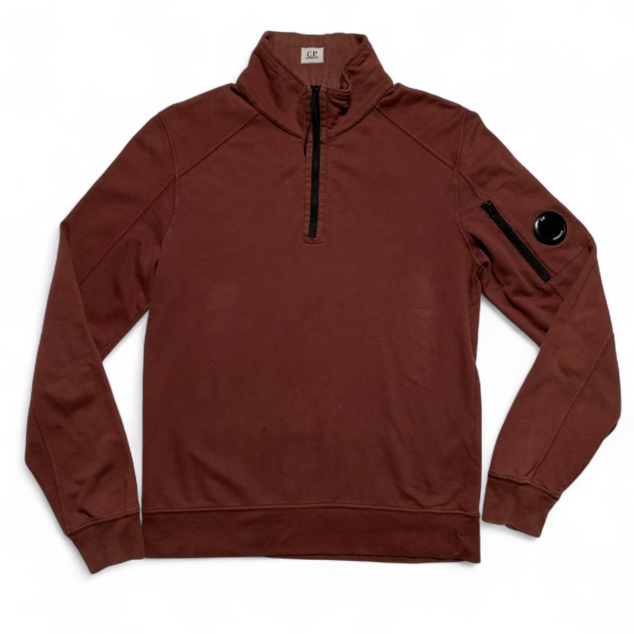 CP Company Burgundy and Black Zip Quarter Zip Jumper (S)