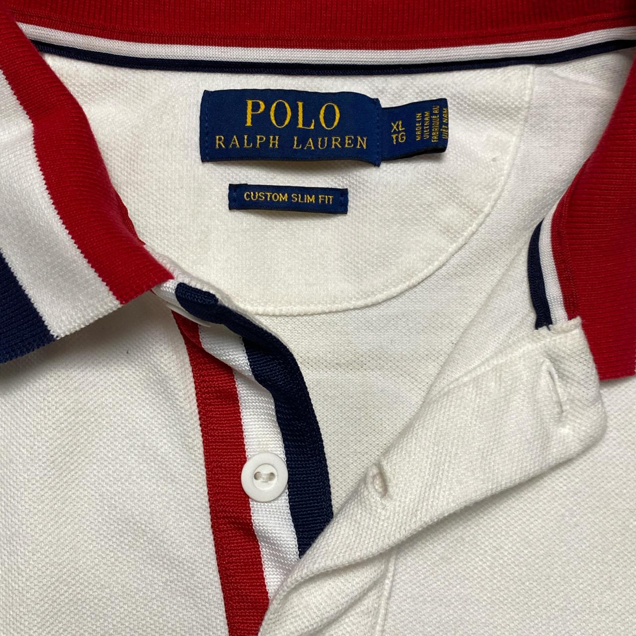 Ralph Lauren Polo England White Navy and Red Polo Shirt (XL)