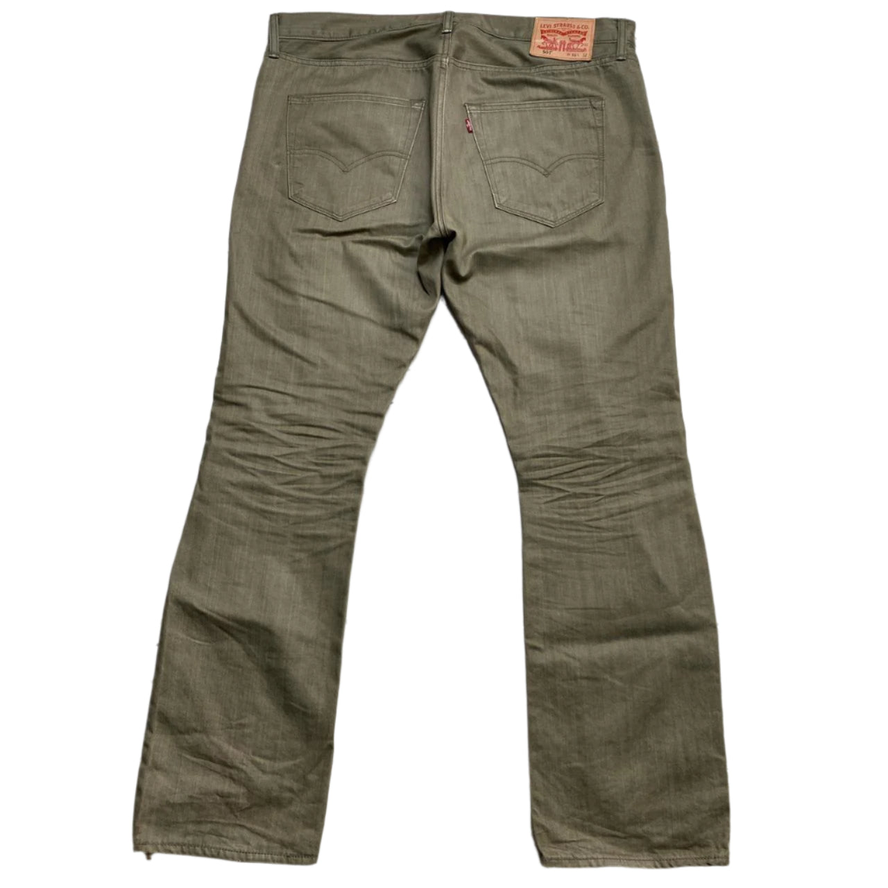 Levis 501 Baggy Khaki Olive Green Jean Trousers (36W)