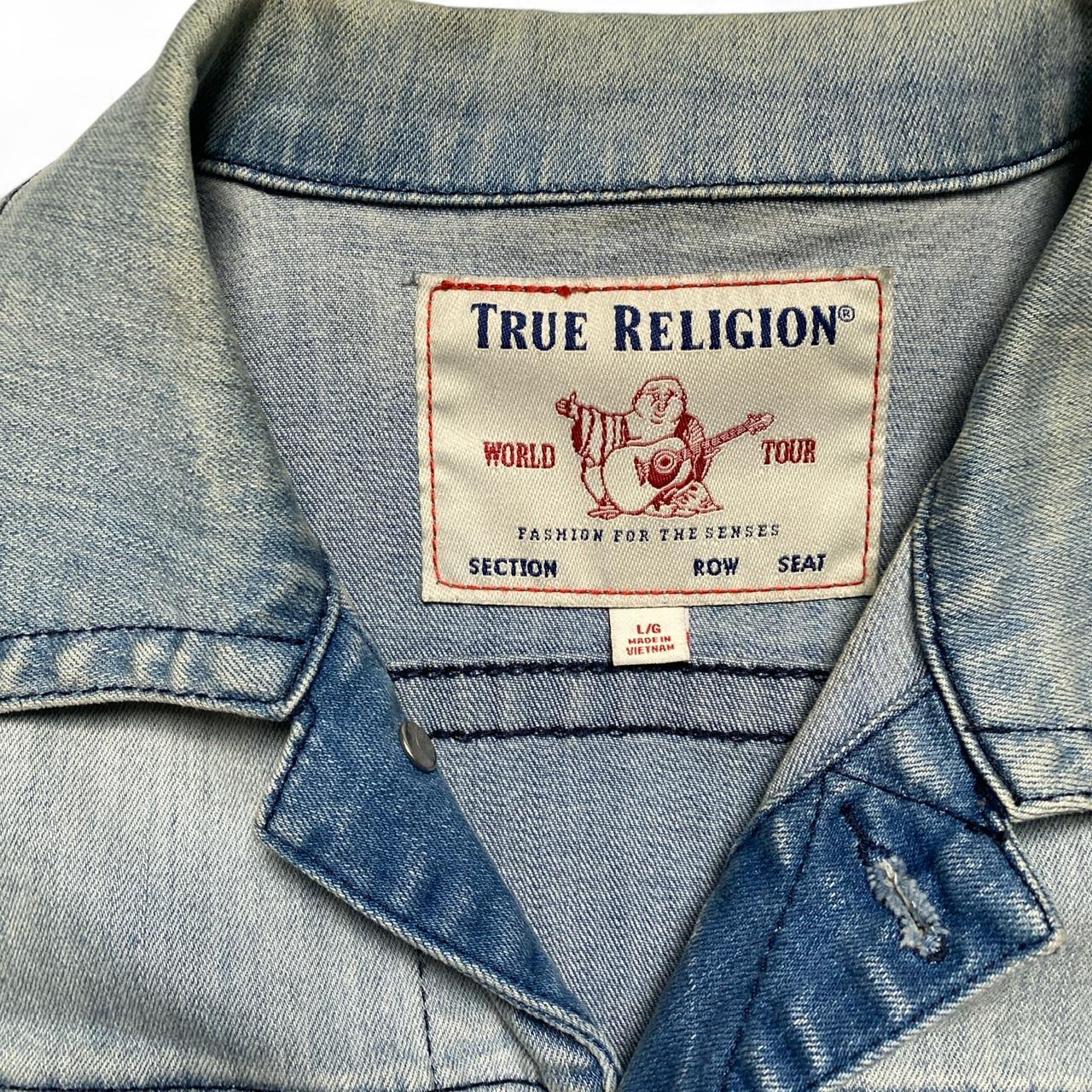 True Religion Light Blue Stonewashed Denim Button Up Jacket (L)