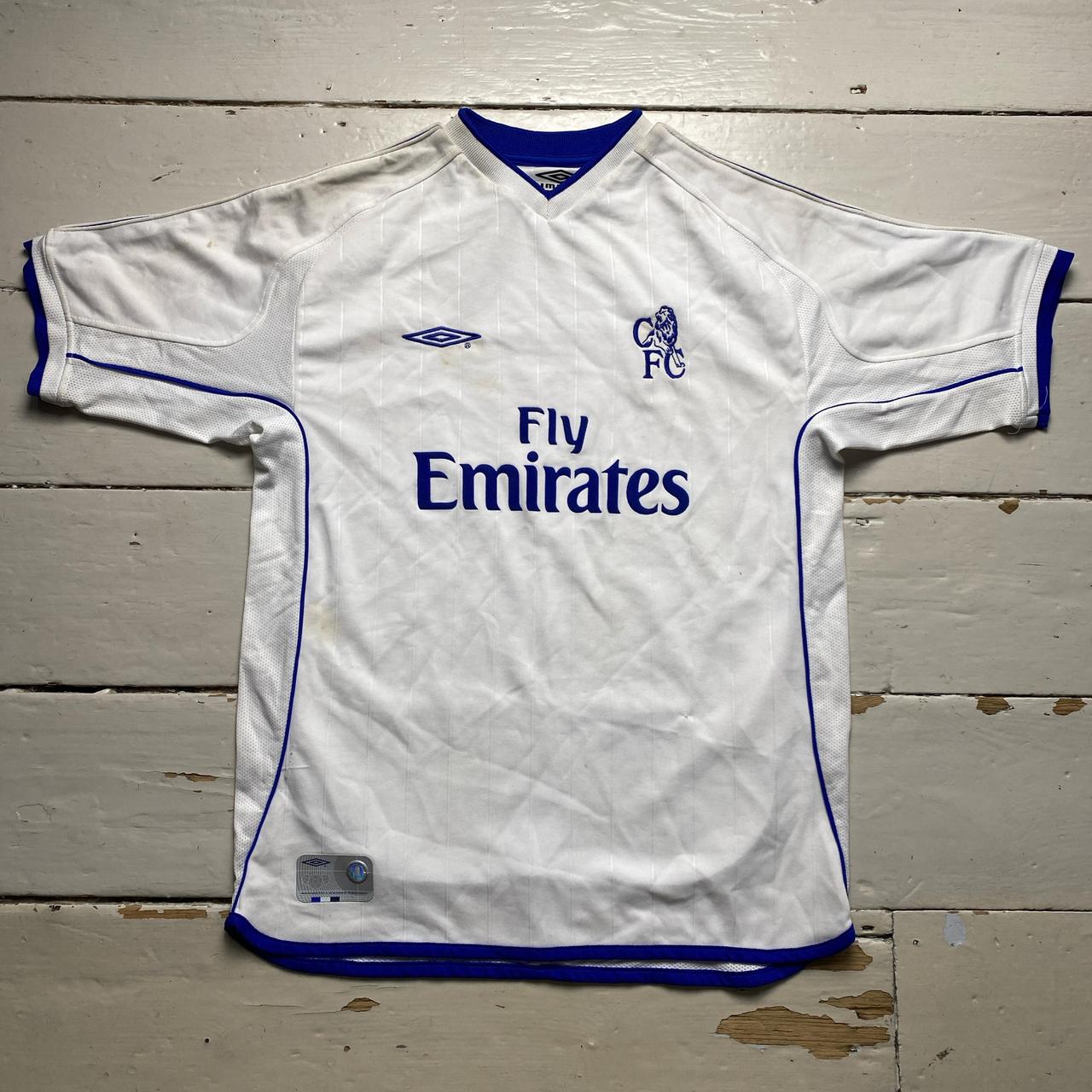 Chelsea FC Vintage Umbro Football Jersey White and Blue