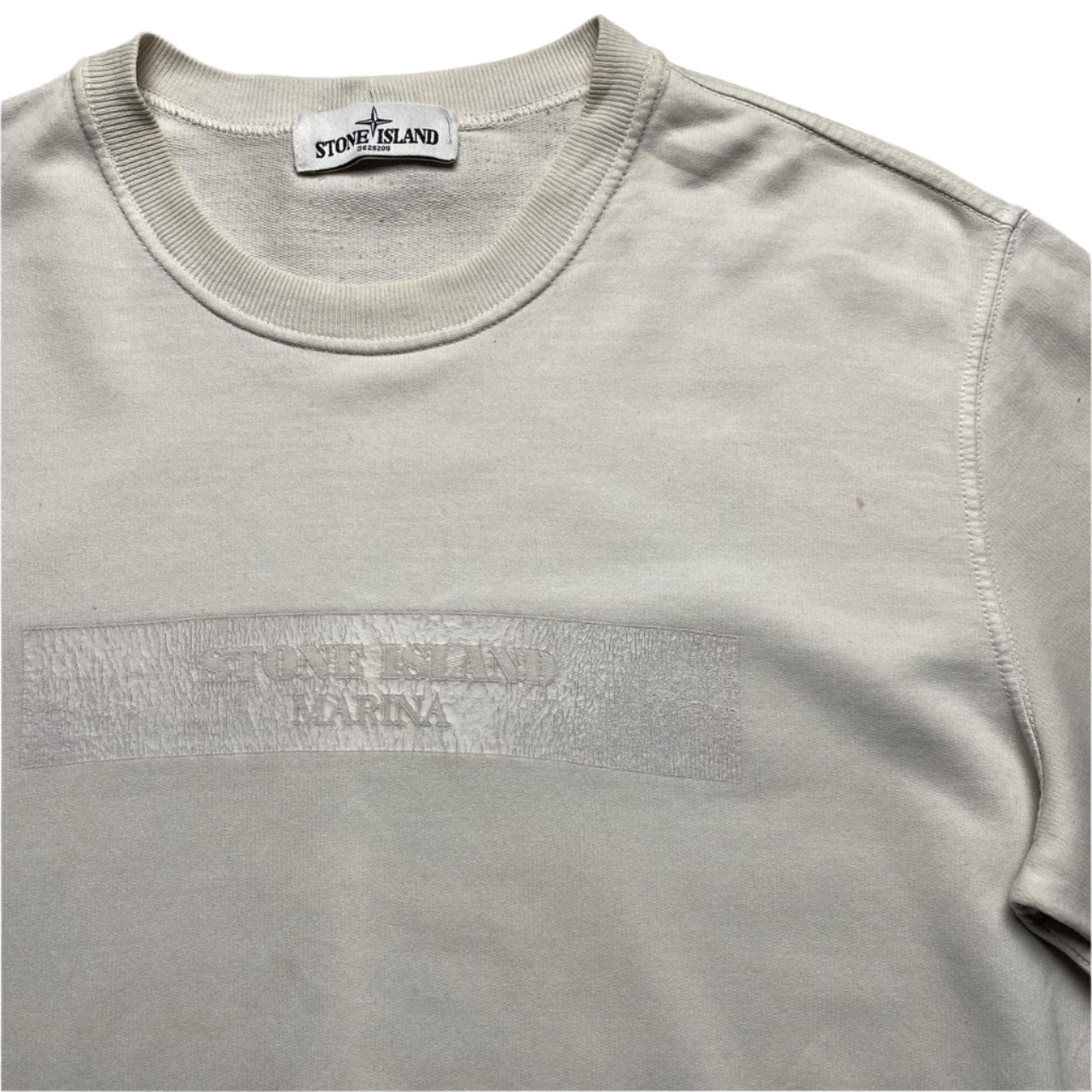 Stone Island Marina Vintage Cream White Long Sleeve Thin Jumper (XL)