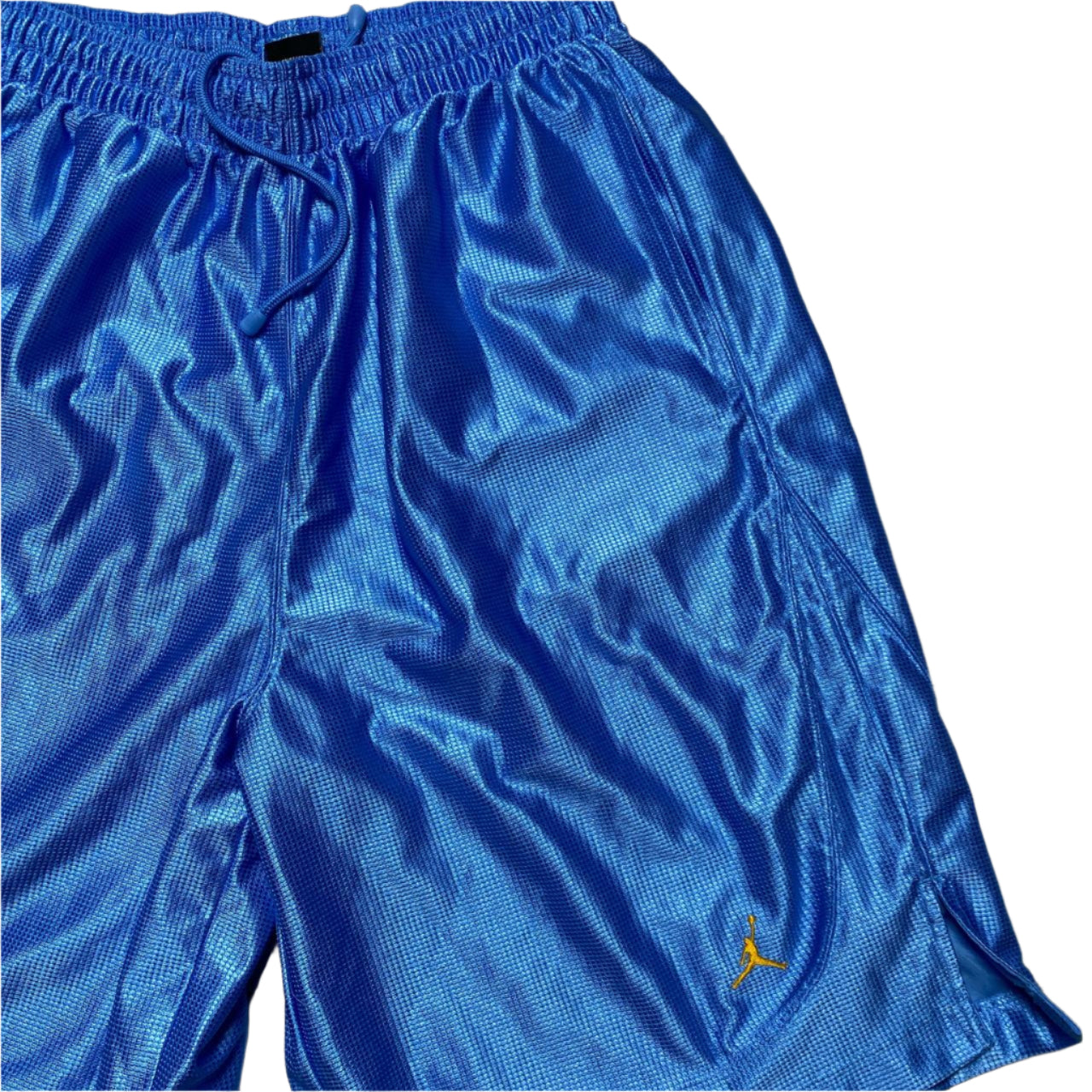 Jordan Vintage Mesh Baby Blue and Yellow Basketball Shorts (XL)