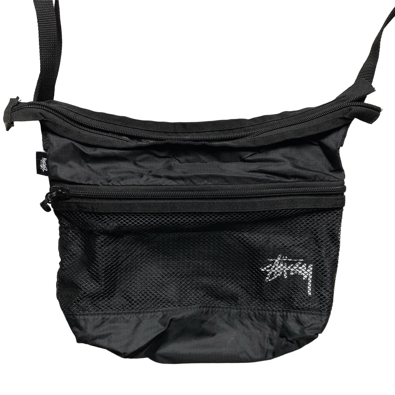Stussy Black and White Mesh Pouch Bag