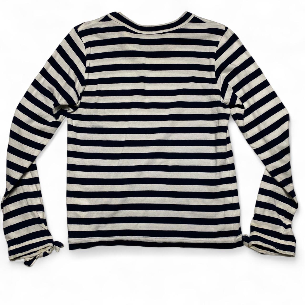 Comme des Garcons Womens Bow Striped Navy and White Long Sleeve T Shirt (XS)