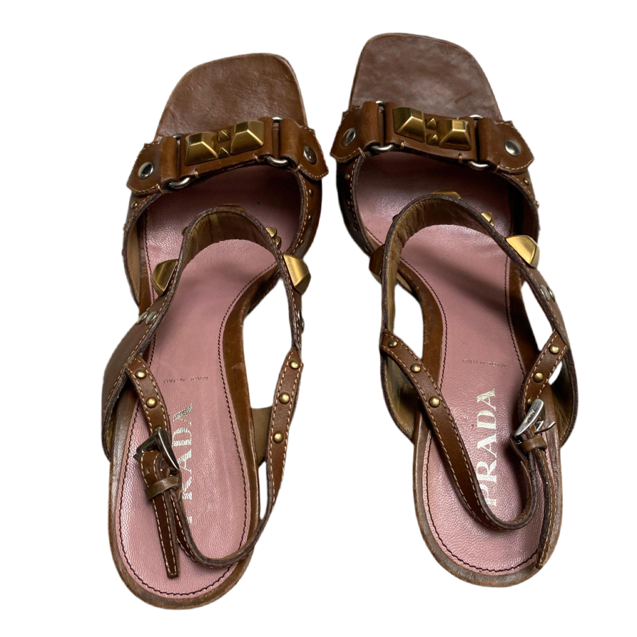 Prada Stud Brown and Pink Heels (UK 7.5)