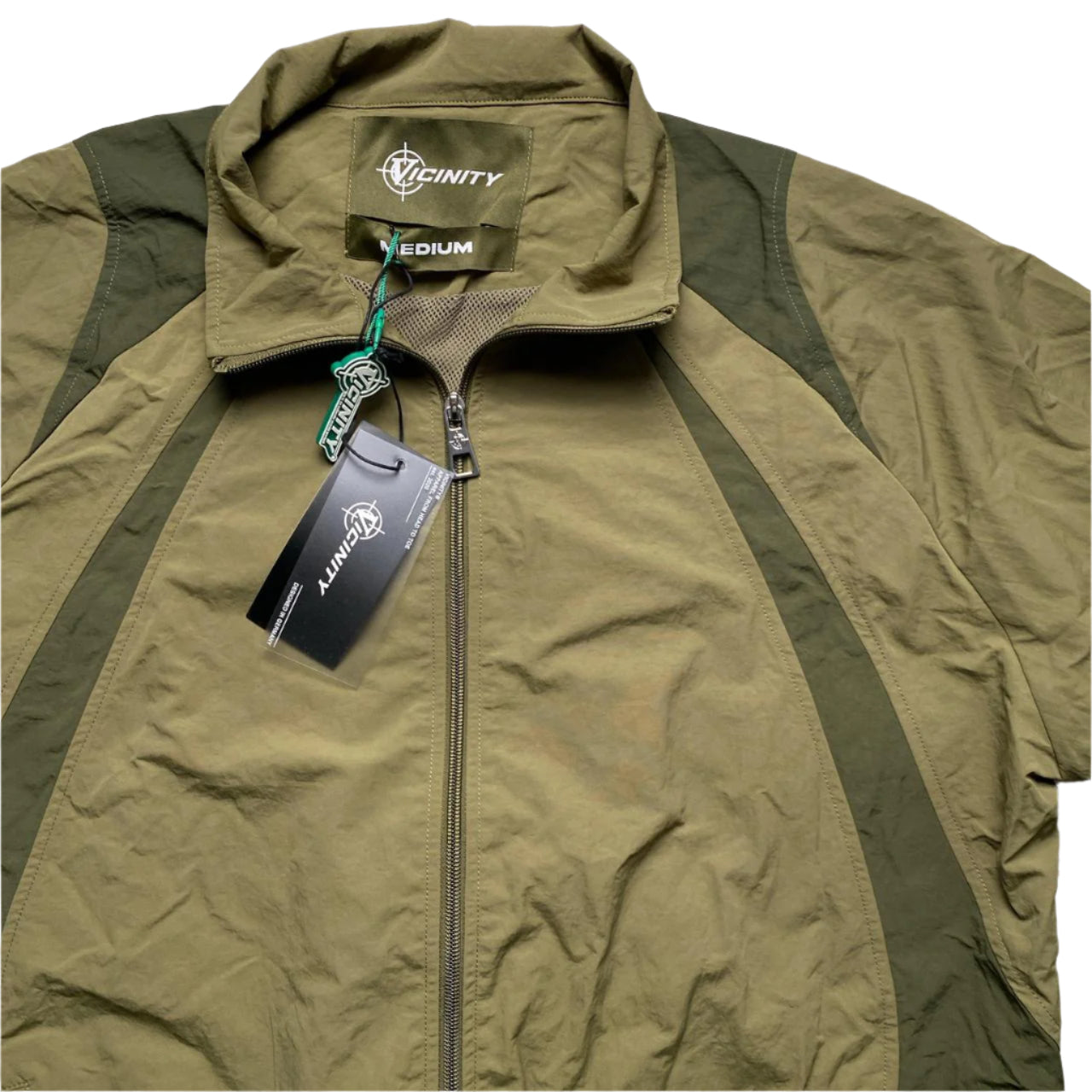 Vicinity Nylon Windbreaker Shell Tracksuit Jacket Khaki Green (M/L)
