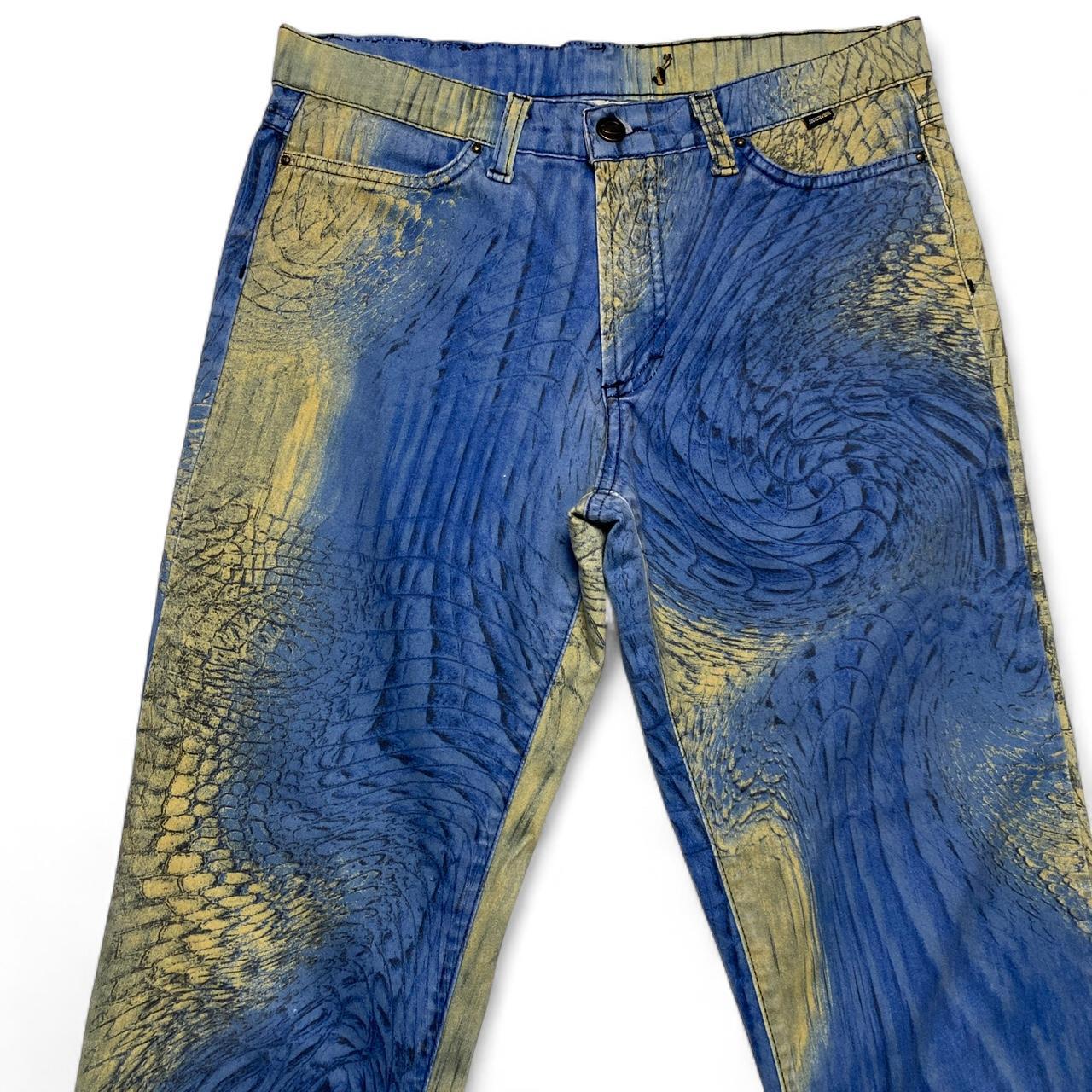 Roberto Cavalli Just Cavalli Vintage y2k Snakeskin Paint Smudge Design Womens Trousers (28W)