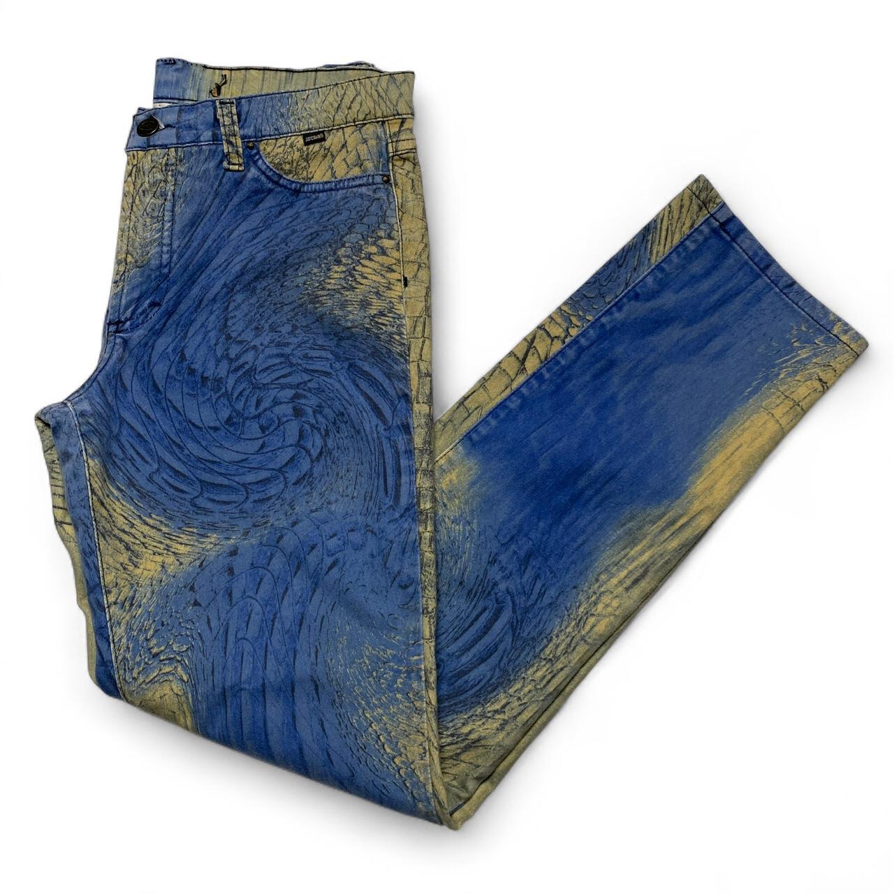Roberto Cavalli Just Cavalli Vintage y2k Snakeskin Paint Smudge Design Womens Trousers (28W)