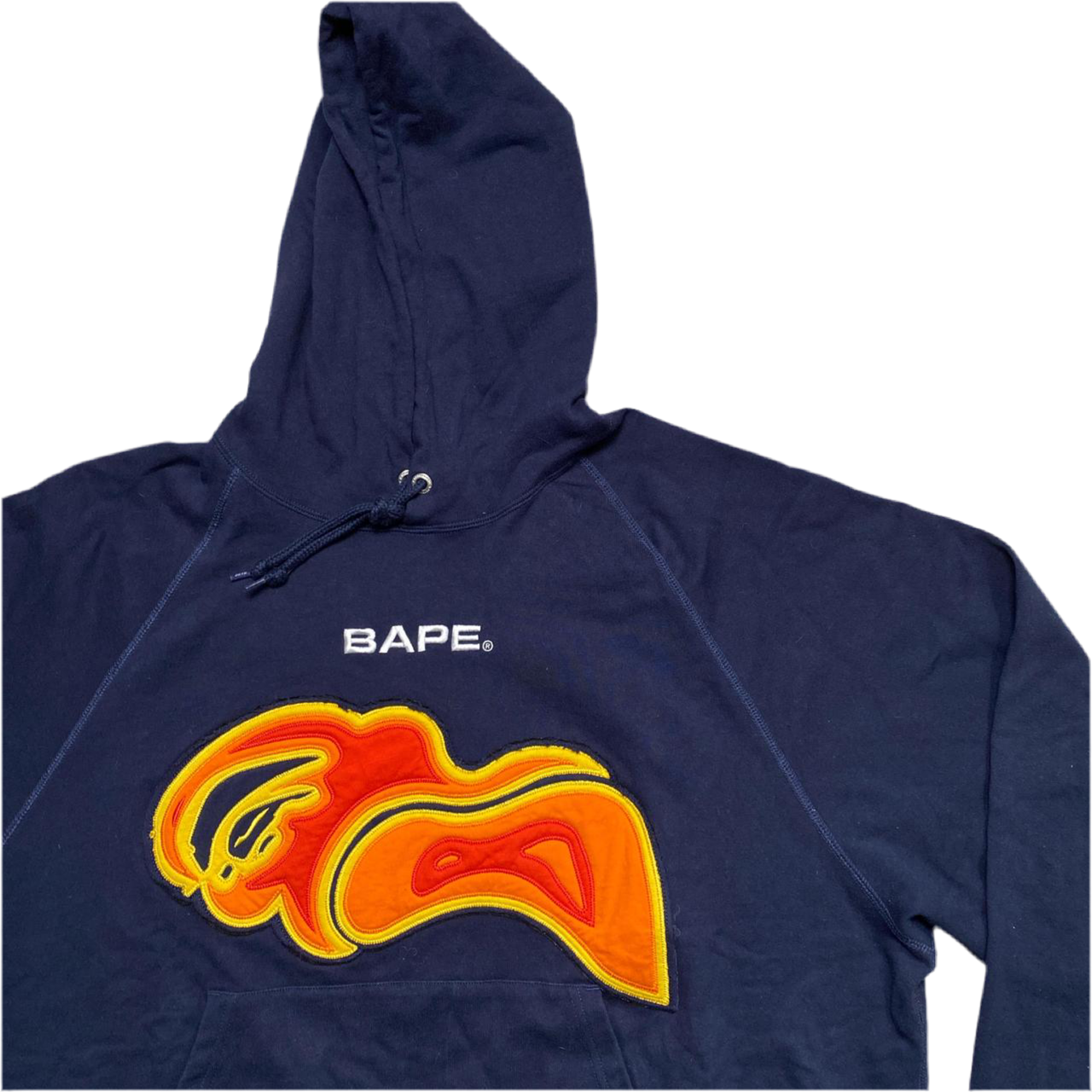 Bape A Bathing Ape Navy and Orange Yellow Hoodie (2XL)