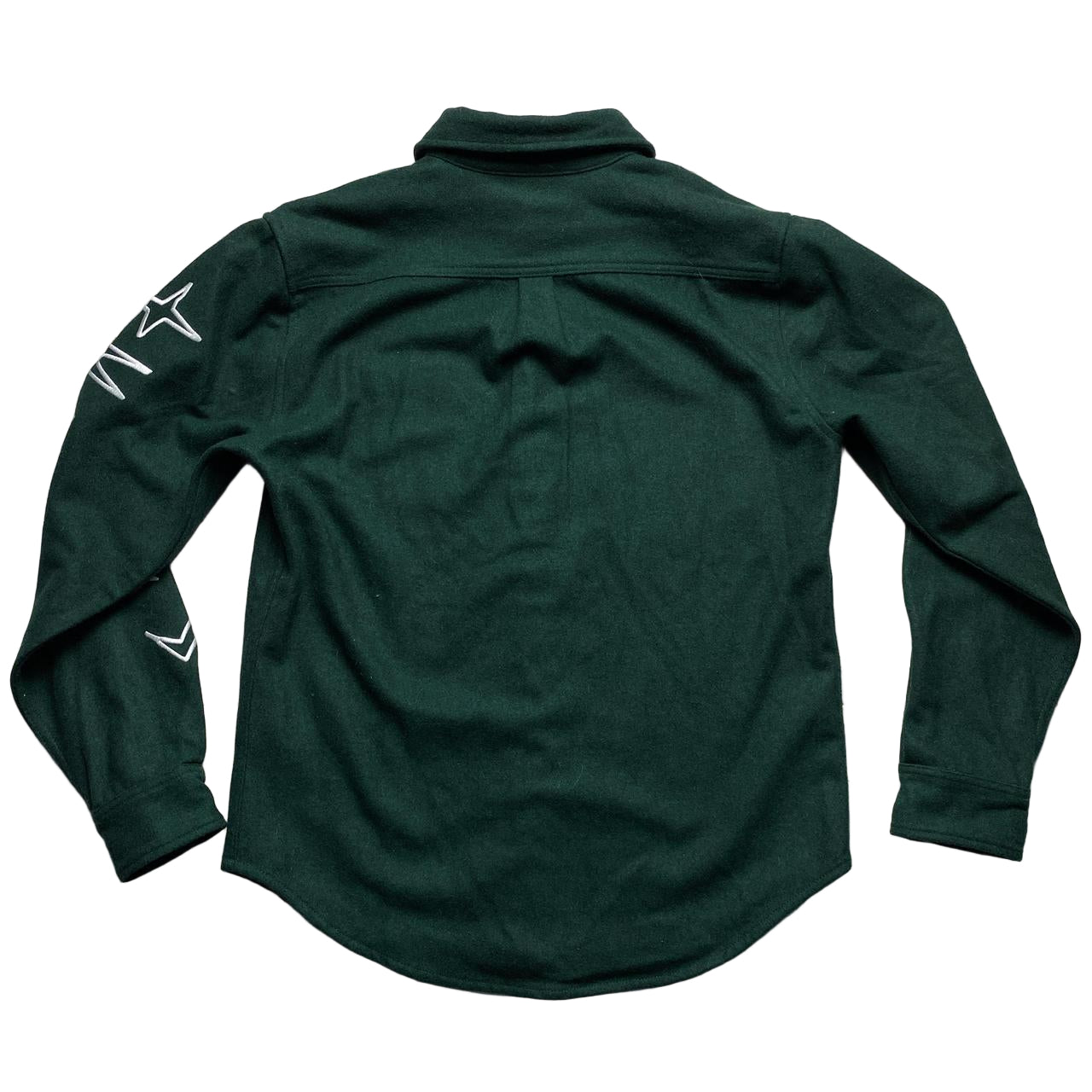 Thames Green Wool and White Embroidery Long Sleeve Shirt (M)