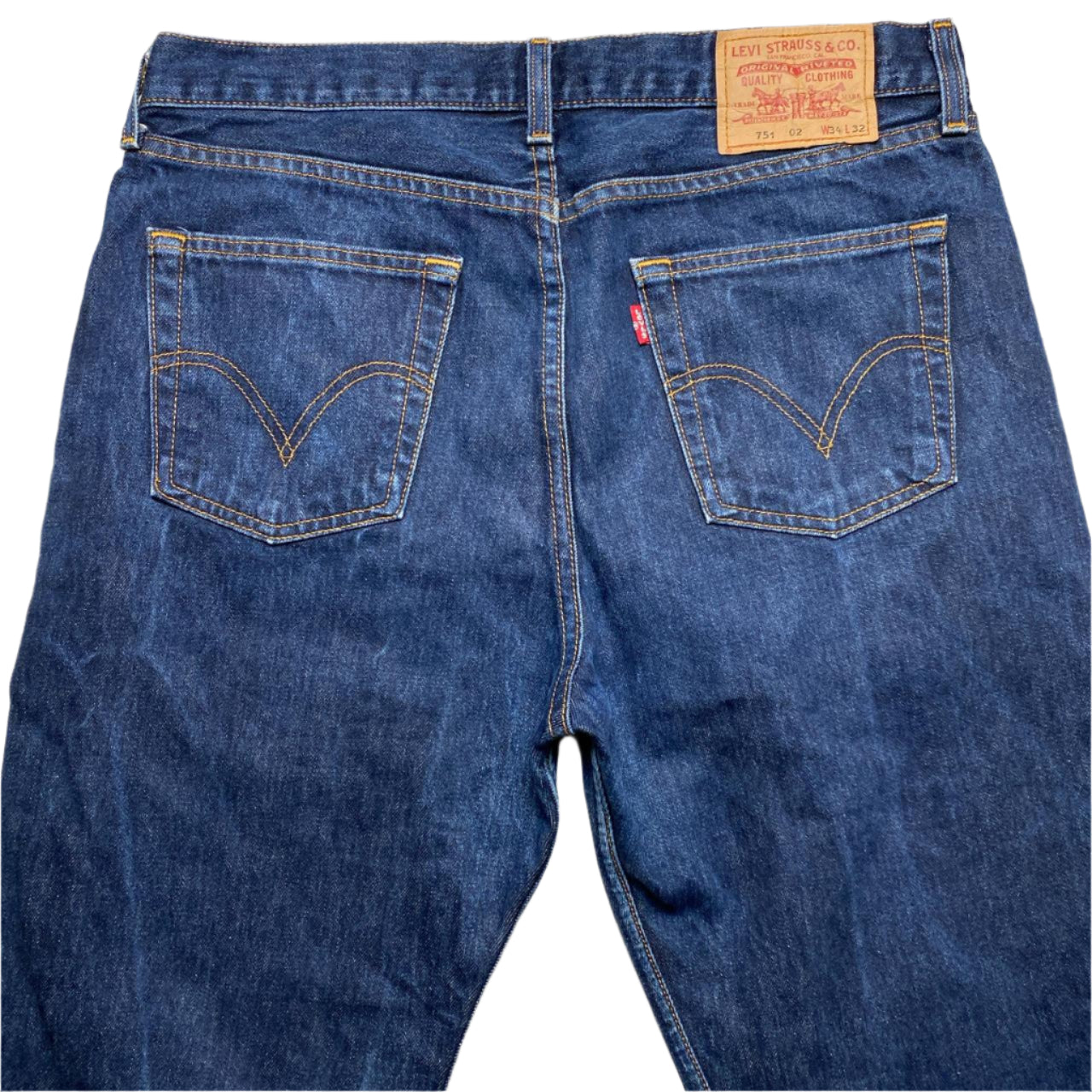 Levis 751 02 Baggy Distressed Navy Jeans (34W)