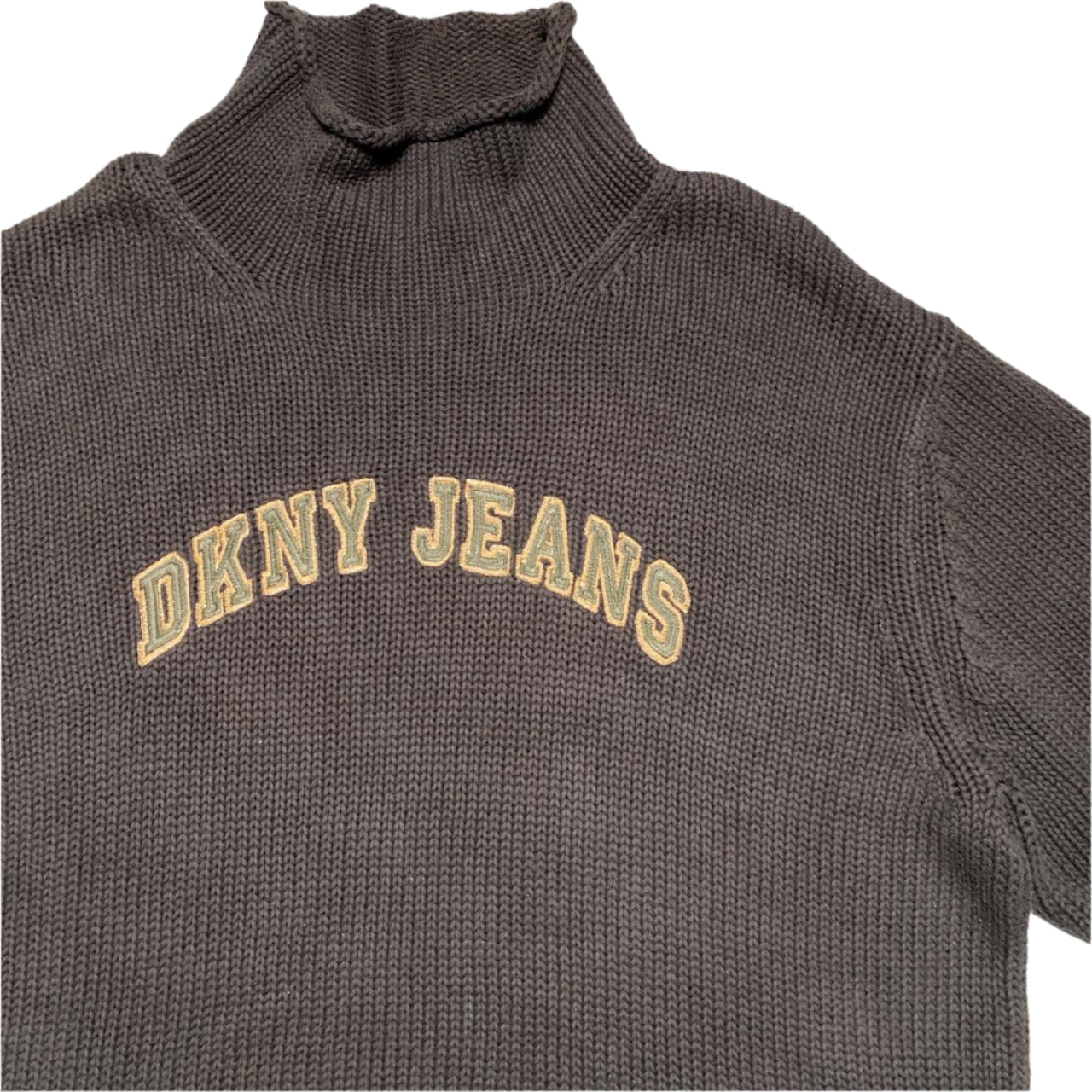 DKNY Vintage Heavy Cable Knit Brown Jumper (XL)