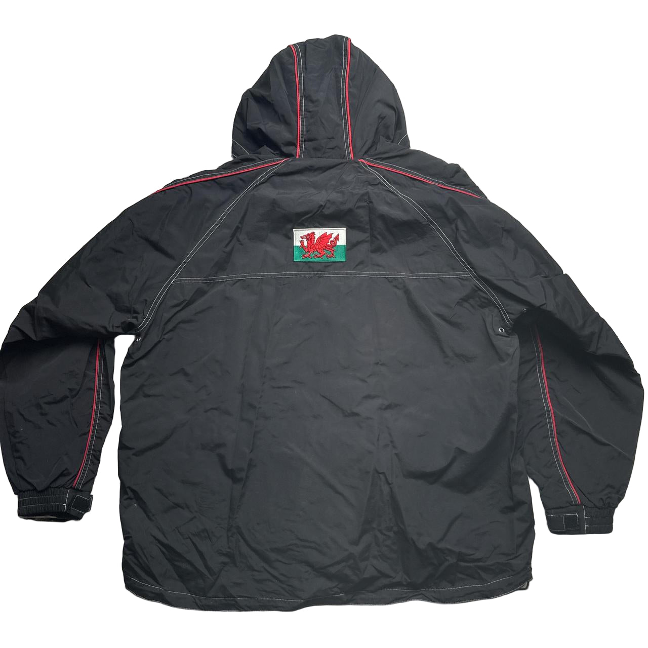 Wales Rugby Windbreaker Jacket Black and Red )XL)