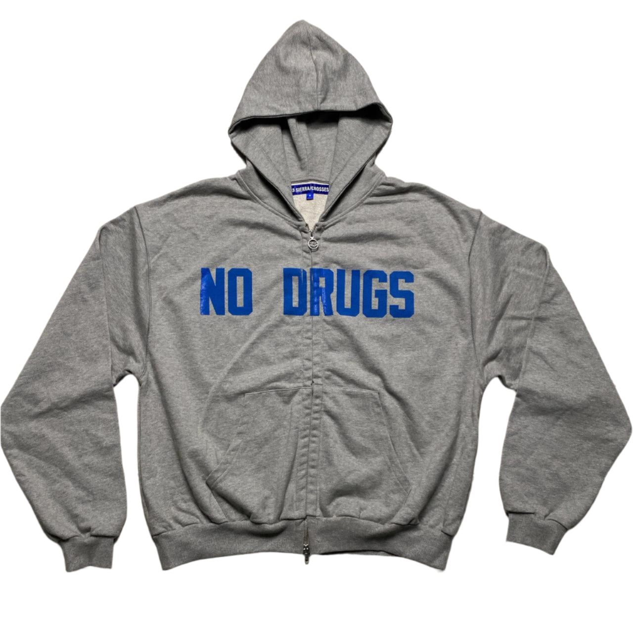 93 Sierra Crosses No Drugs Grey and Blue Hoodie (M)