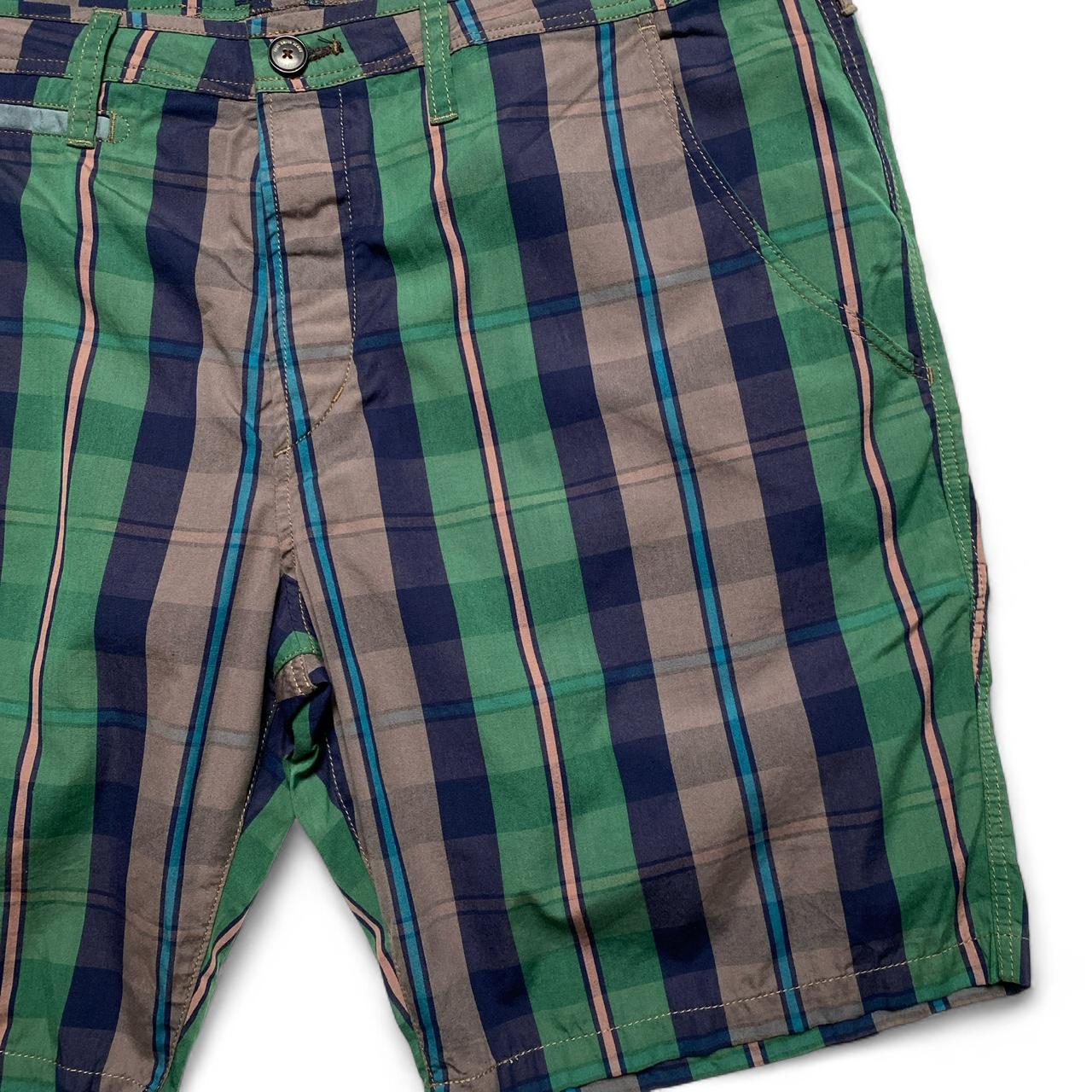 Paul Smith Checked Navy Green and Pink Shorts (36W)