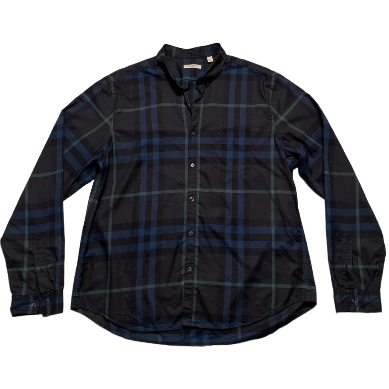 Burberry Brit Nova Check Blue Black and Green Long Sleeve Shirt (2XL)