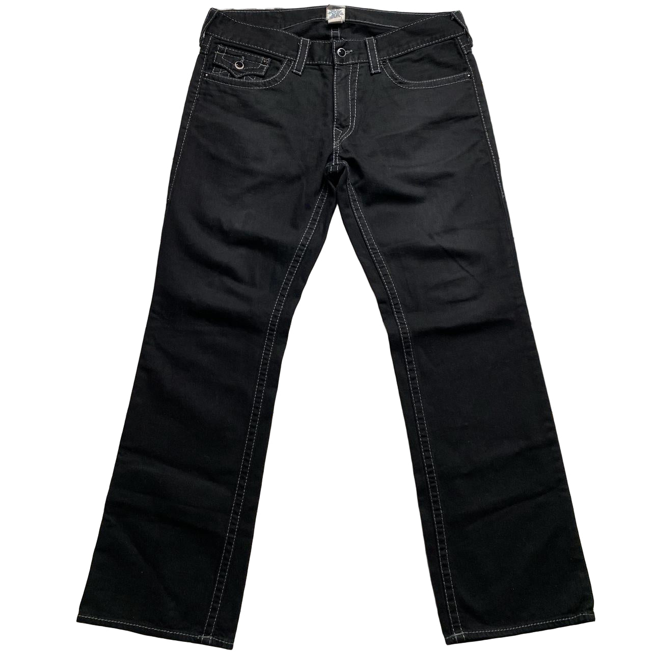 True Religion Baggy Black and Grey Stitch Ricky Big T Jeans (36W)