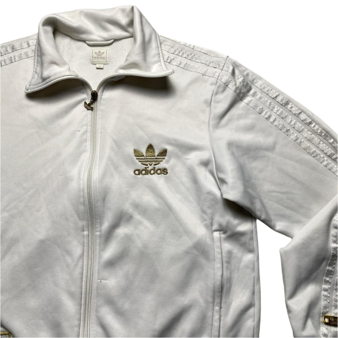 Adidas Originals White and Gold Tracksuit Jacket (M)