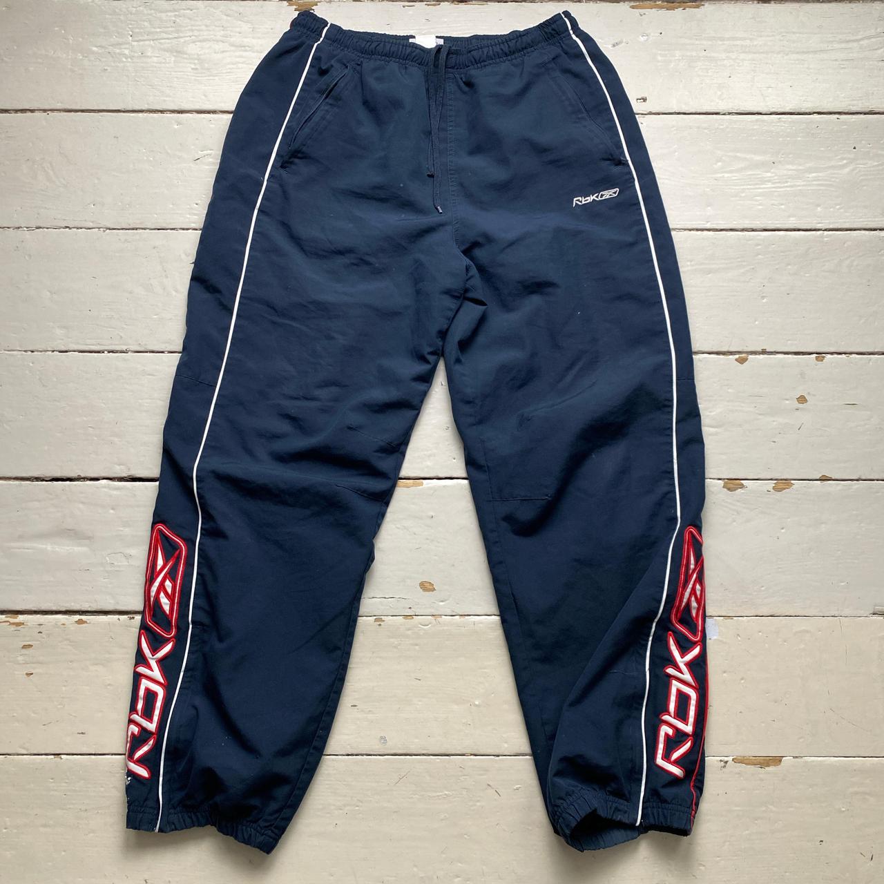 Reebok Vintage Navy White and Red Shell Baggy Trackpant Bottoms