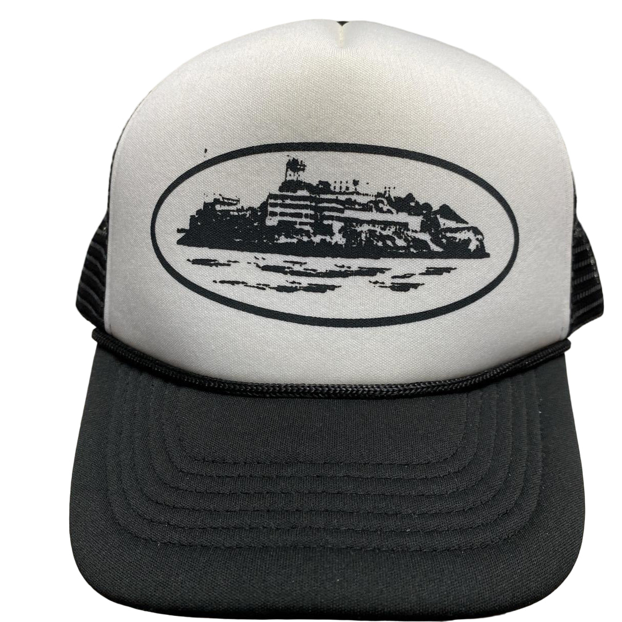Corteiz Black and White Trucker Cap