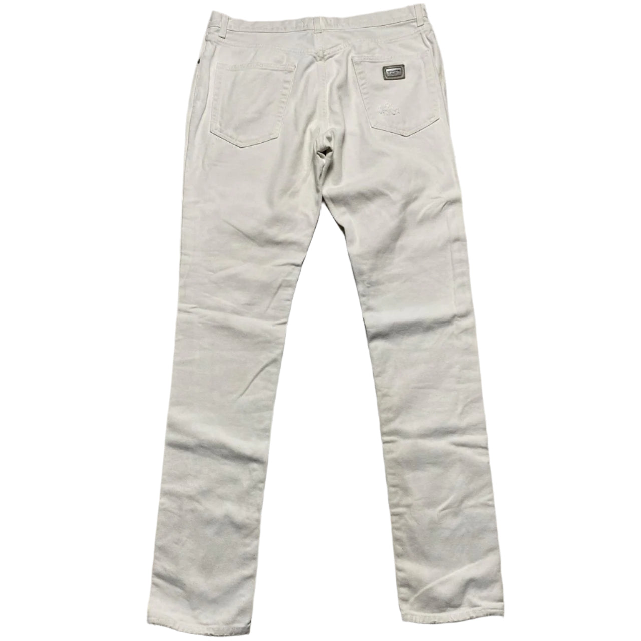 Dolce & Gabbana White and Silver Plaque Jeans (W 34)