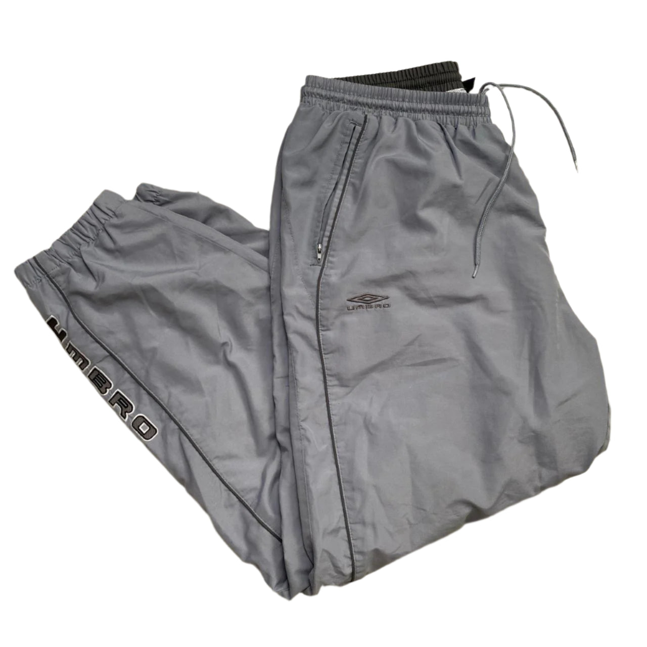 Umbro Silver and Grey Shell Trackpant Bottoms (XL)