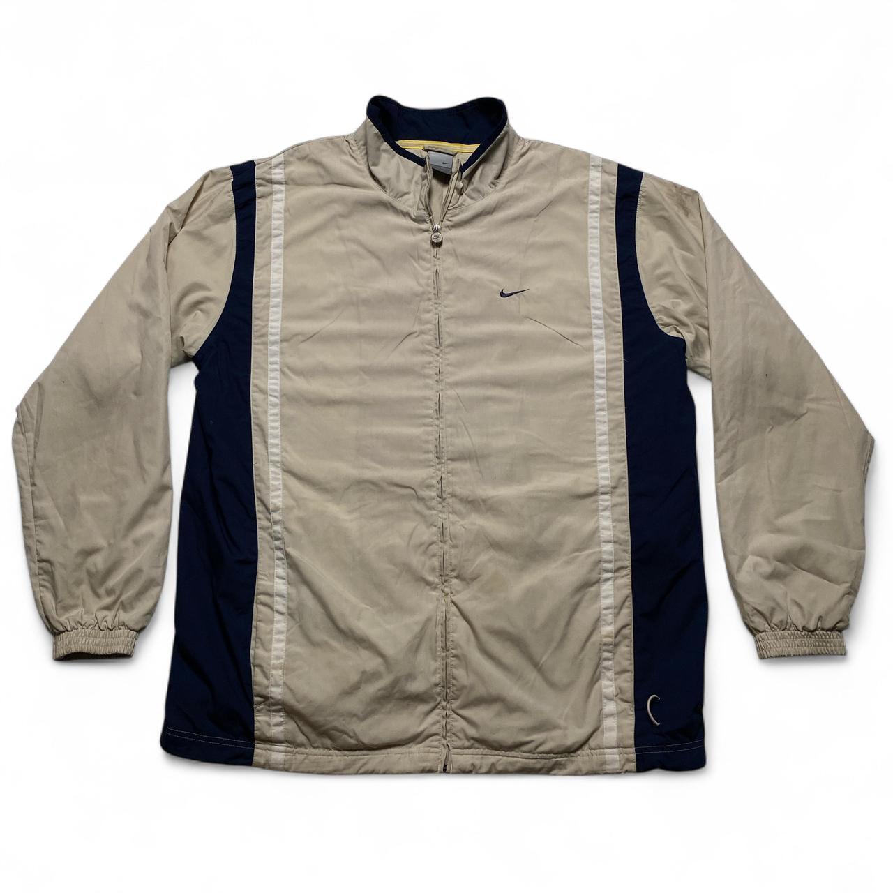 Nike Vintage y2k Cream and Navy Shell Tracksuit Jacket (2XL)
