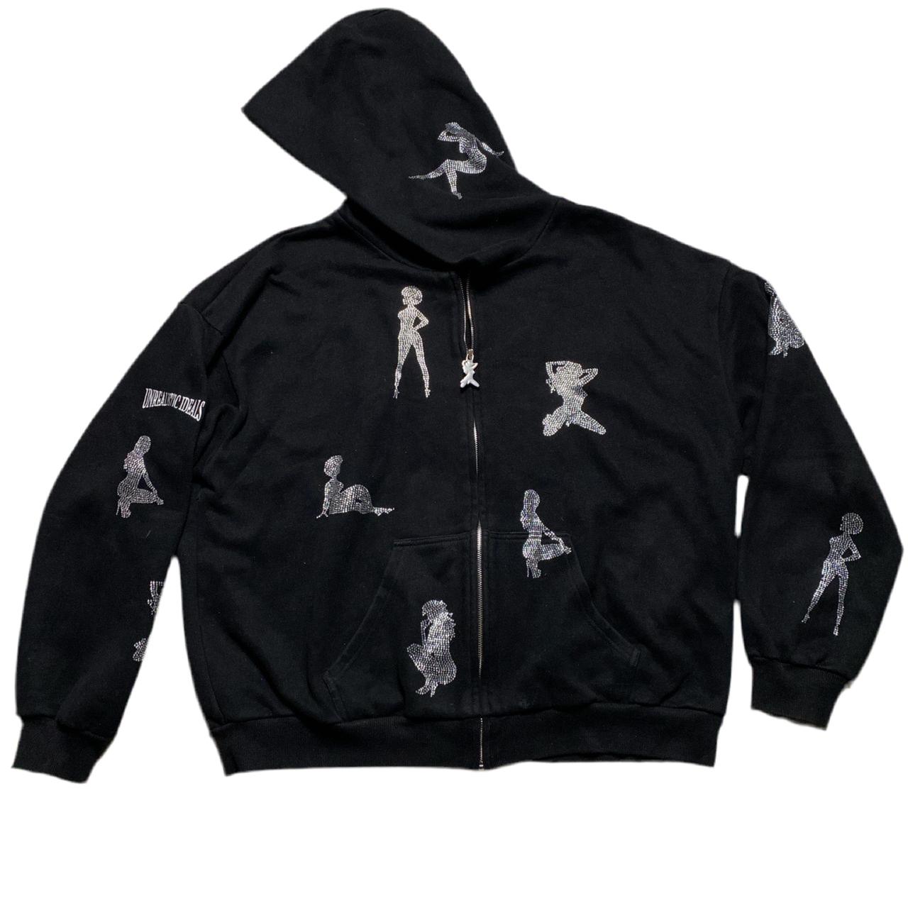 Unrealistic Ideals Named Collective Black and Diamanté Rhinestone Women Full Tracksuit (2XL)