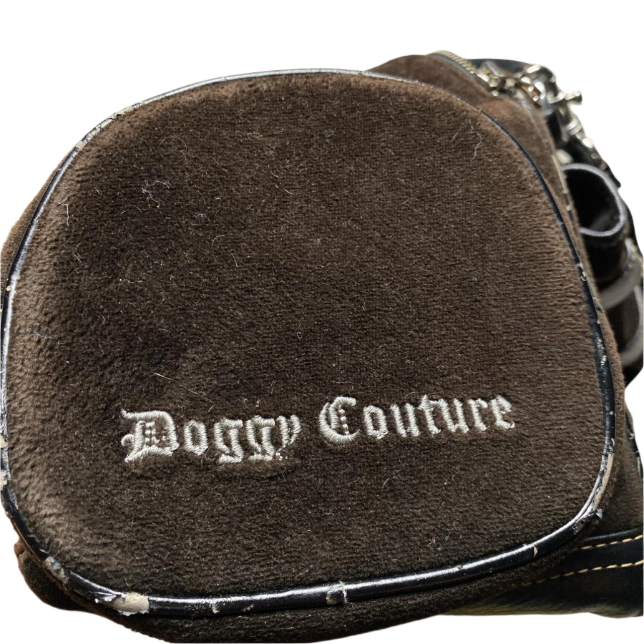 Juicy Couture Brown Suede and Silver Crown Doggy Couture Dog or Cat Holder Travel Bag