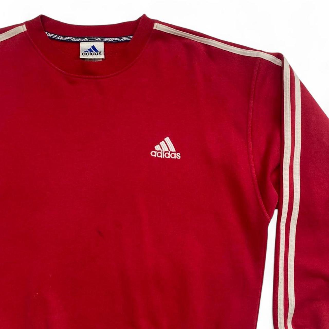 Adidas Red and White Stripe Jumper (L)