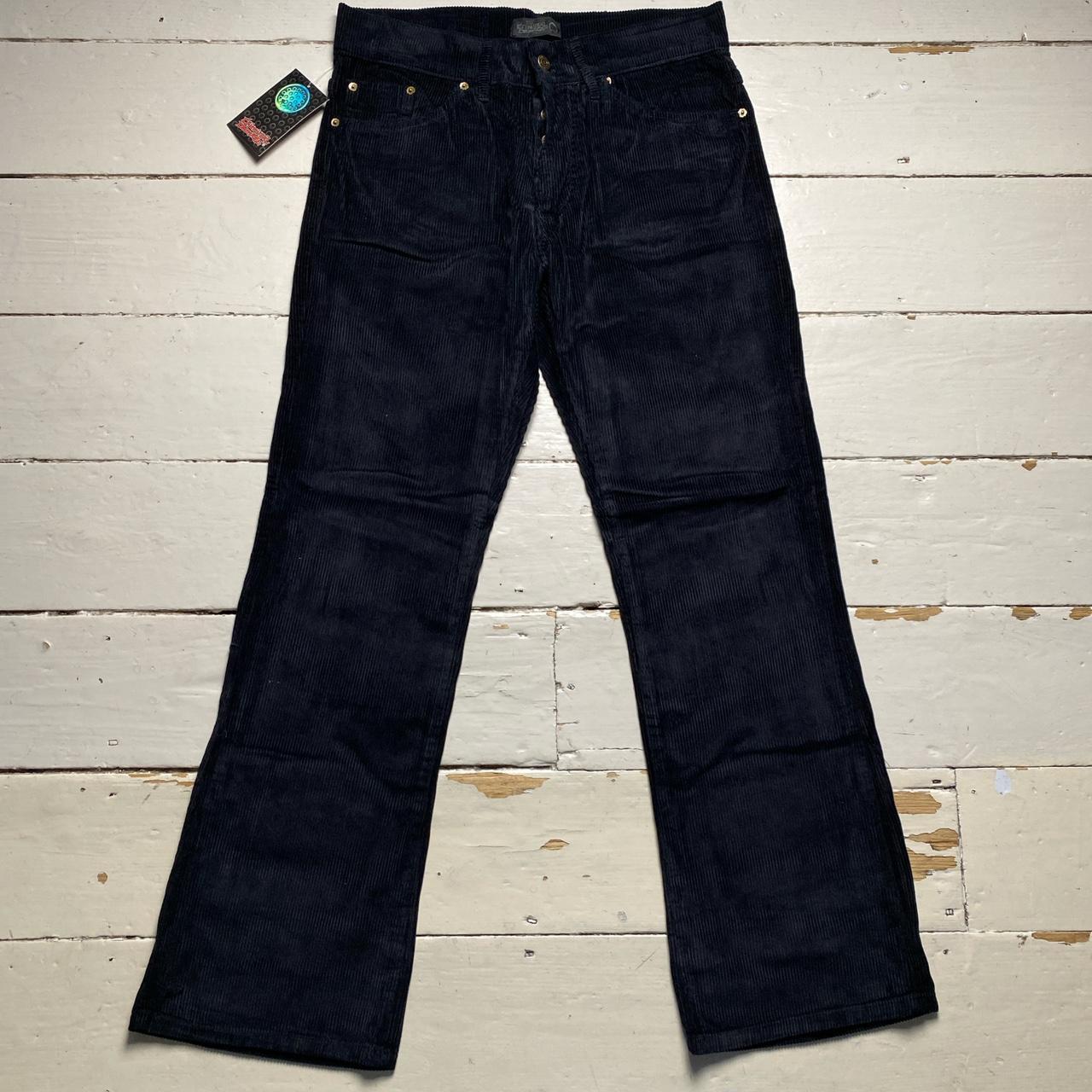 Criminal Damage Black Corduroy Bootcut Jean Trousers
