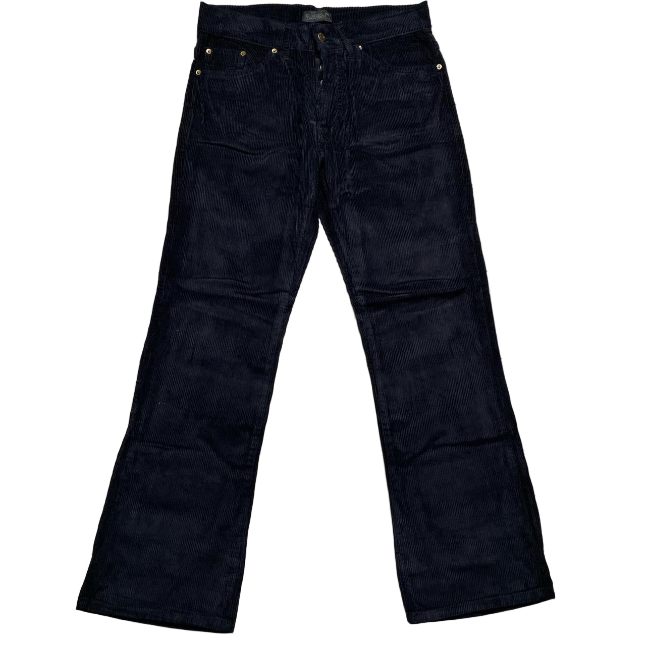 Criminal Damage Black Corduroy Bootcut Jean Trousers (34W)