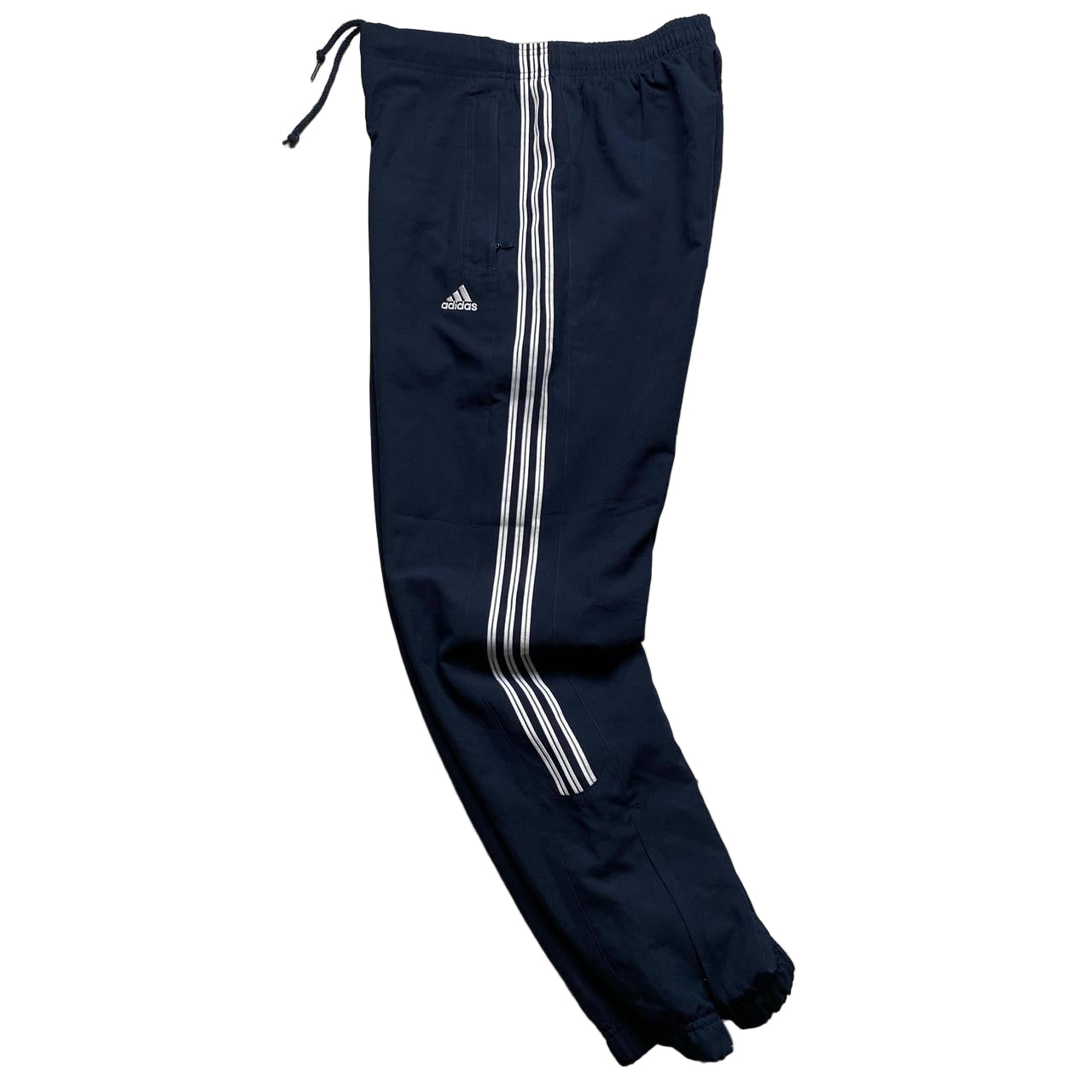 Adidas Navy and White Shell Trackpant Bottoms (S)