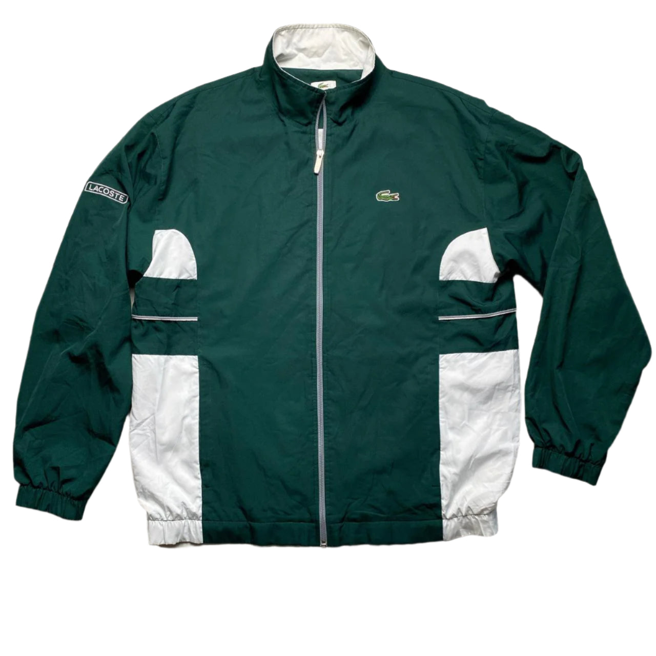 Lacoste Green and White Tracksuit Shell Windbreaker Jacket (XL)