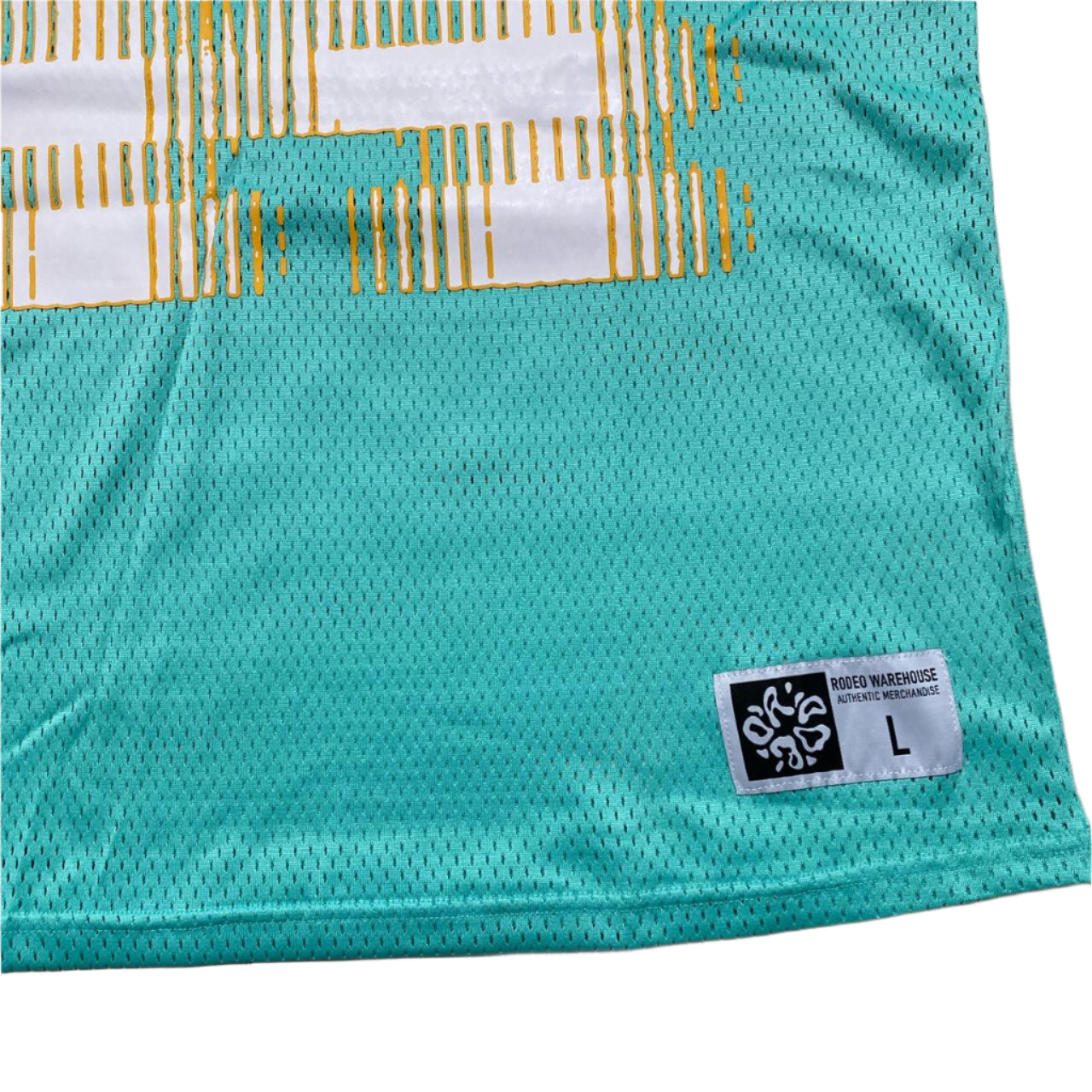 Rodeo Warehouse Womens Oversized NFL Football Jersey Turquoise Blue and Orange (L)