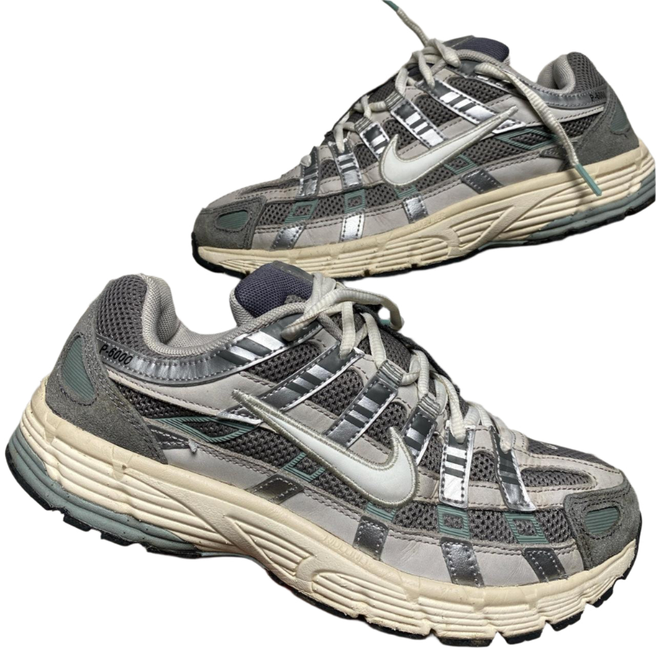 Nike p-6000 Grey White and Blue Trainers (UK 6.5)