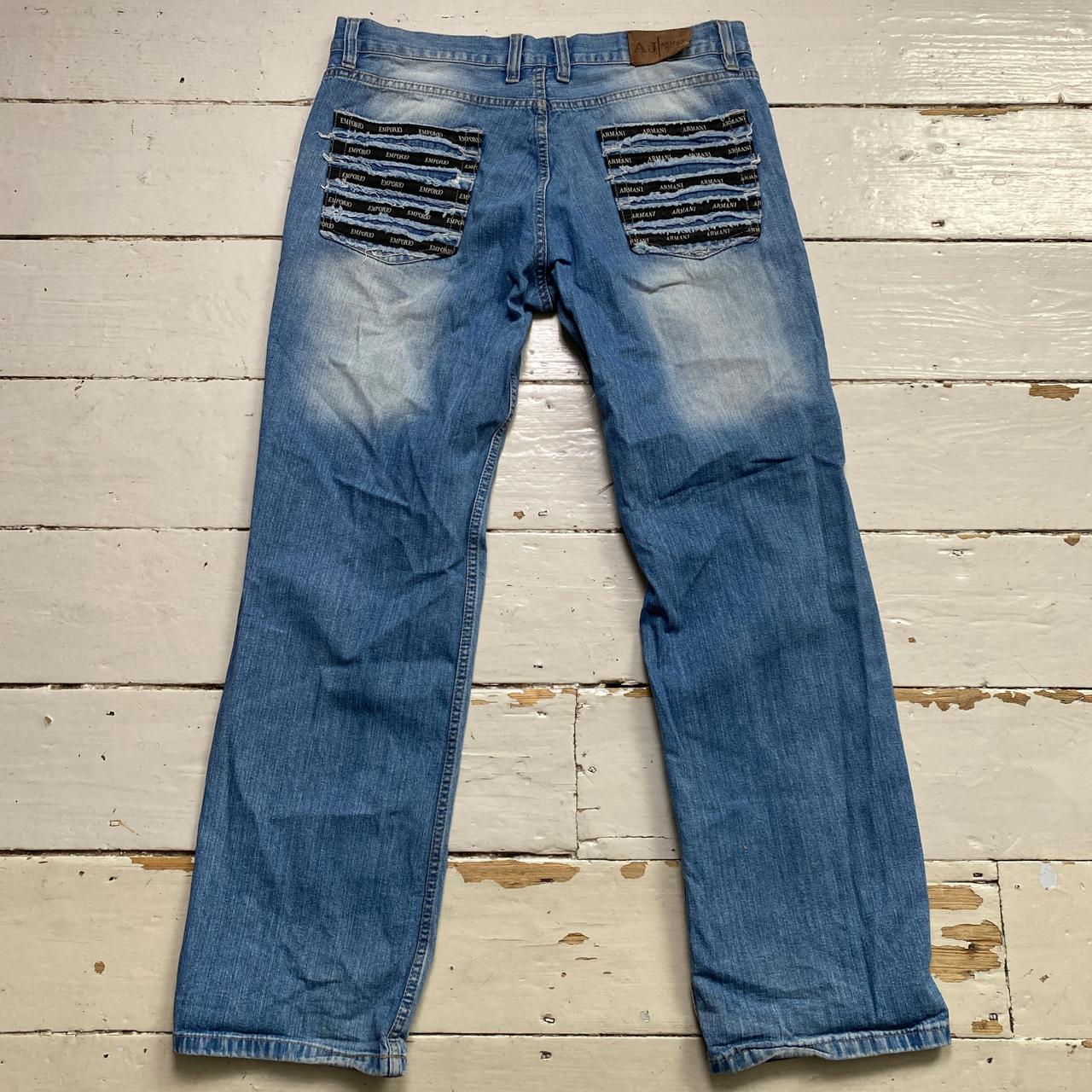 Armani Jeans Vintage AJ Big Logo Stonewashed Jeans (34W)