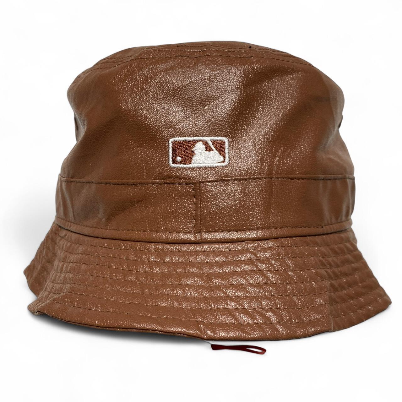 A’s New Era Brown and White Faux Leather Bucket Hat