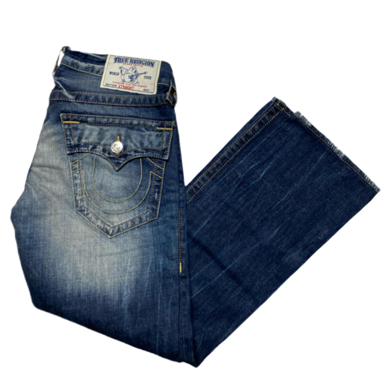 True Religion Straight Navy Stonewashed Jeans (29W)