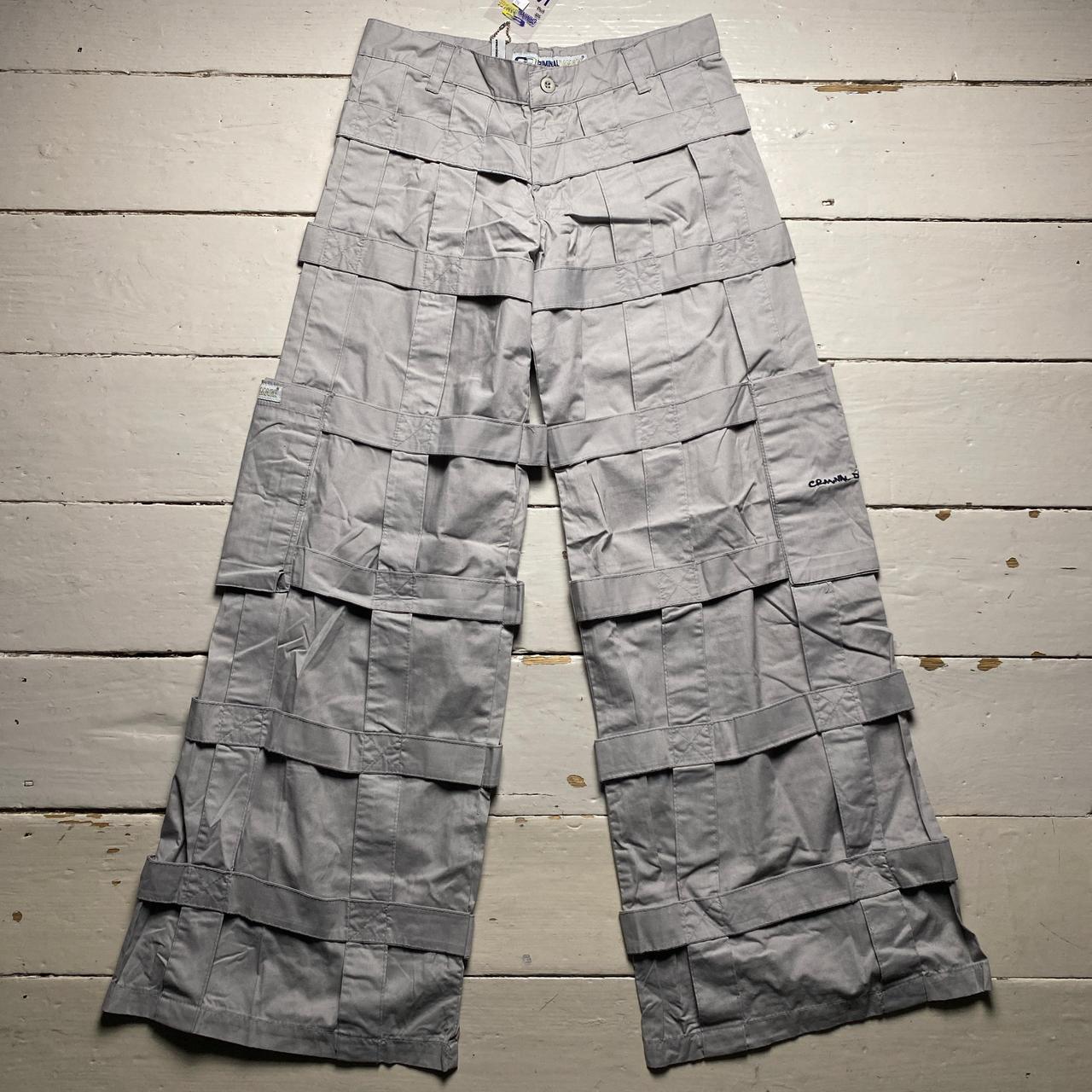 Criminal Damage Bondage Baggy Cargo Grey Combat Trousers